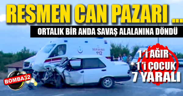 İki otomobil kafa kafaya çarpıştı: 1'i ağır 7 yaralı