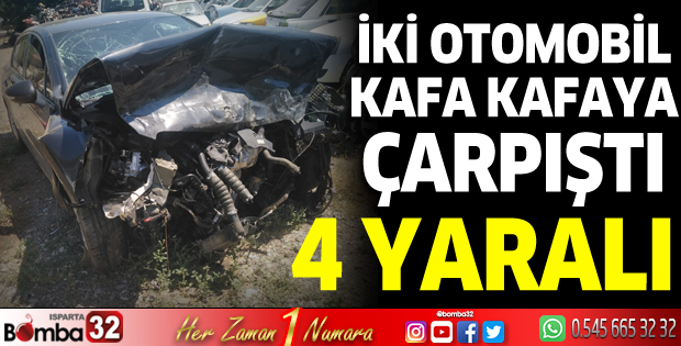 İki otomobil kafa kafaya çarpıştı