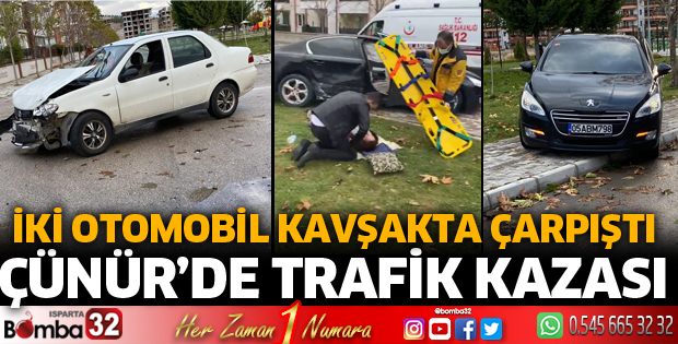İki otomobil kavşakta çarpıştı