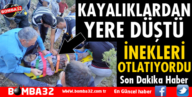 İNEK OTLATIRKEN KAYALIKLARDAN DÜŞTÜ