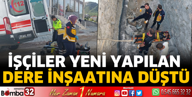 İşçiler yeni yapılan dere inşaatına düştü