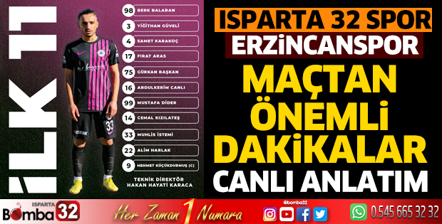 Isparta 32 Spor - Erzincanspor maçı canlı 