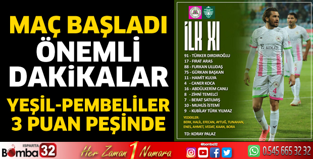 Isparta 32 Spor - Kırklarelispor canlı anlatım 