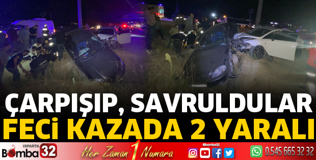 Isparta Atabey kavşağında kaza 2 yaralı