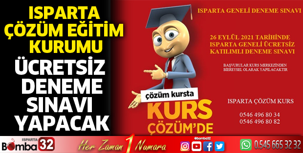 Isparta Çözüm Eğitim Kurumu ücretsiz sınav yapacak