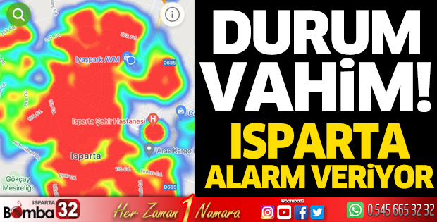 Isparta haritada kırmızıya büründü