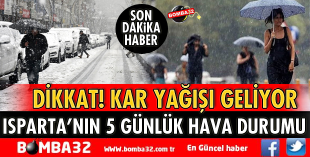 ISPARTA İÇİN 5 GÜNLÜK HAVA DURUMU