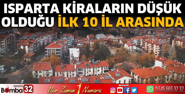 Isparta kiraların düşük olduğu ilk 10 il arasında