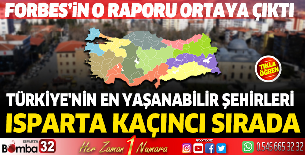 Isparta Türkiye'nin en yaşanılabilir şehirleri arasında kaçıncı sırada?