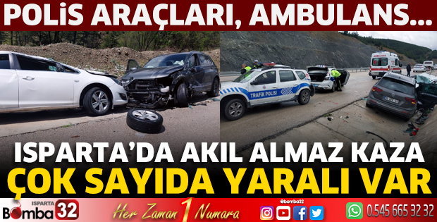 Kaza yerindeki ambulans ve polis araçlarına otomobil çarptı; 10 yaralı