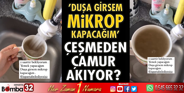 Isparta’da çeşmeden çamur akıyor