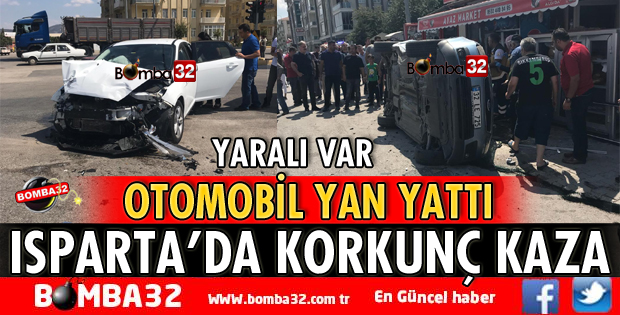 ISPARTA’DA İKİ OTOMOBİL ÇARPIŞTI