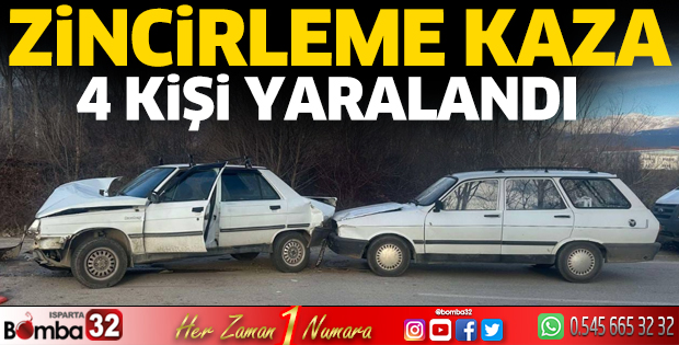 Isparta’da zincirleme kazada 4 yaralı