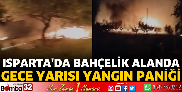 Isparta'da bahçelik alanda gece yarısı yangın paniği