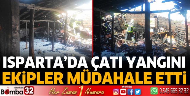 Isparta'da çatı yangını 