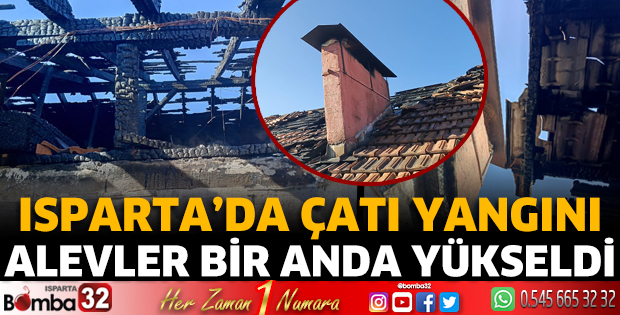 Isparta'da çatı yangını
