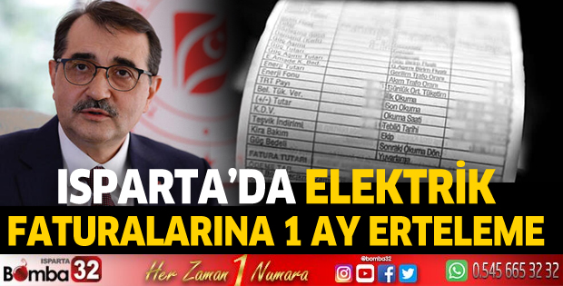 Isparta'da elektrik faturalarına 1 ay erteleme