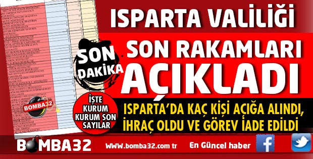 ISPARTA'DA FETÖ/PDY SORUŞTURMALARINDA SON DURUM AÇIKLANDI