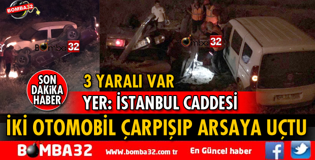 ISPARTA'DA İKİ OTOMOBİL ÇARPIŞIP BOŞ ARAZİYE UÇTU