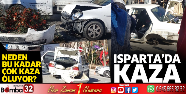 Isparta'da iki otomobil çarpıştı