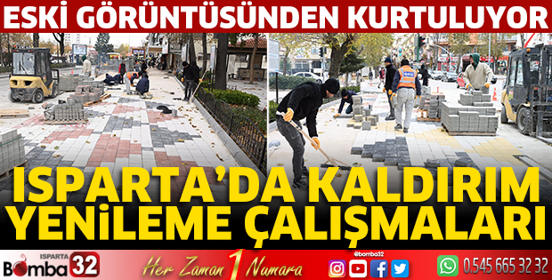 Isparta'da kaldırım yenileme çalışmaları