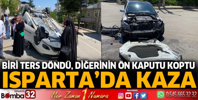 Isparta'da kazada araç ters döndü