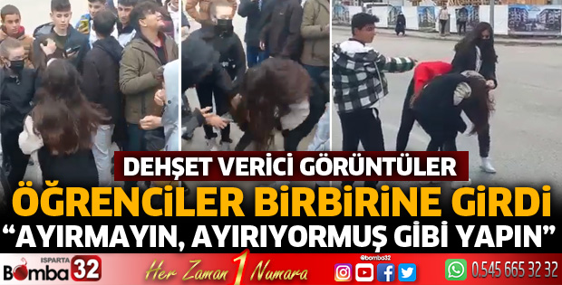 ISPARTA'DA KIZ ÖĞRENCİLER BİRBİRİNE GİRDİ