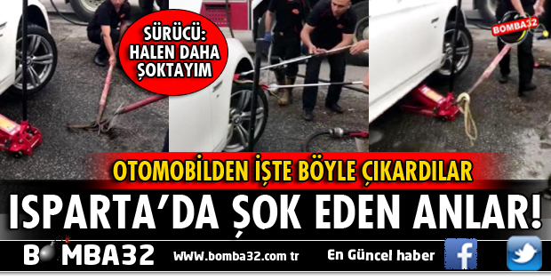 ISPARTA'DA OTOMOBİLE GİREN YILANI ÇIKARAN İTFAİYE, KÜREKLE ÖLDÜRDÜ