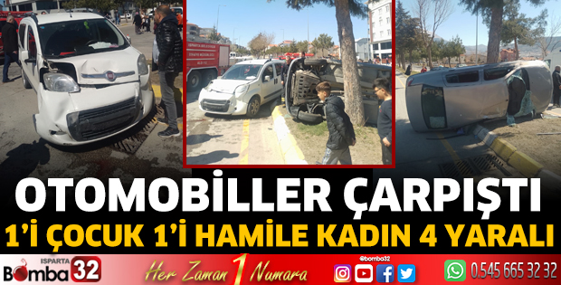 Isparta'da otomobiller çarpıştı