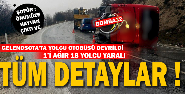 ISPARTADA YOLCU OTOBÜSÜ DEVRİLDİ