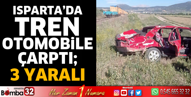 Isparta'da yük treni otomobile çarptı