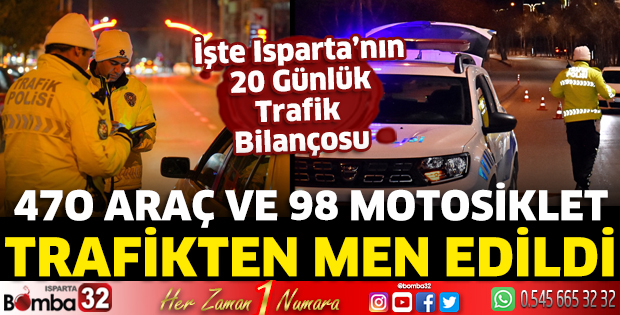Isparta'nın 20 günlük trafik bilançosu