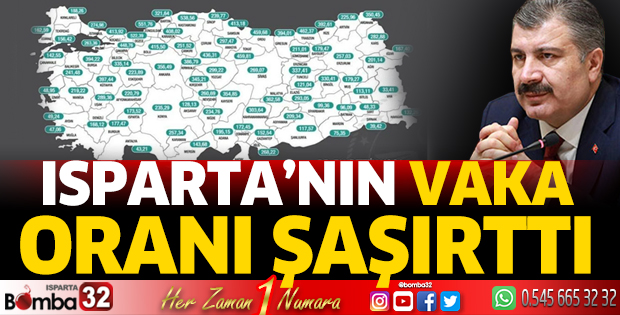 Isparta'nın vaka oranı şaşırttı