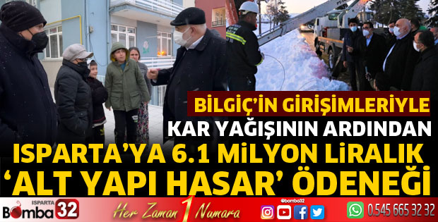 Isparta'ya 6.1 Milyon liralık alt yapı hasar ödeneği