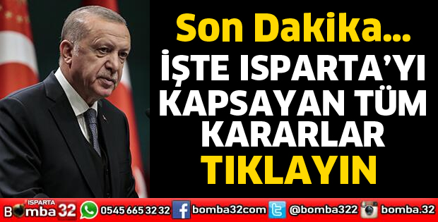 Isparta'yı kapsayan tüm kararlar