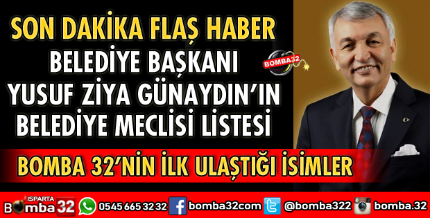 İŞTE BAŞKAN GÜNAYDIN'IN BELEDİYE MECLİS ÜYESİ LİSTESİ 
