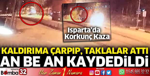 Kaldırıma çarpıp, taklalar atan otomobil kazası güvenlik kamerasında