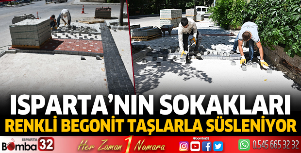 Kaldırımlara begonit taş döşeniyor