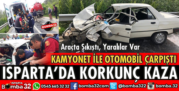 KAMYONET İLE OTOMOBİL ÇARPIŞTI 3 YARALI