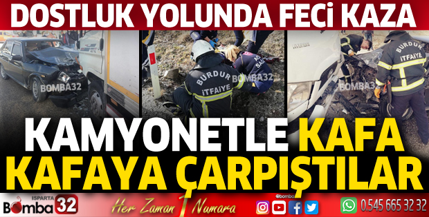Kamyonet ile otomobil kafa kafaya çarpıştı: 1'i ağır 2 yaralı