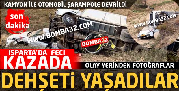 KAMYONET VE OTOMOBİL ŞARAMPOLE YUVARLANDI