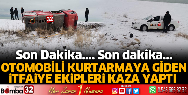 Kaza yapan otomobile yardımı giden itfaiye ekipleri kaza geçirdi
