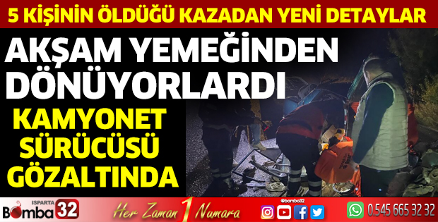 Kazada ölen 5 kişi, akşam yemeğinden dönüyormuş