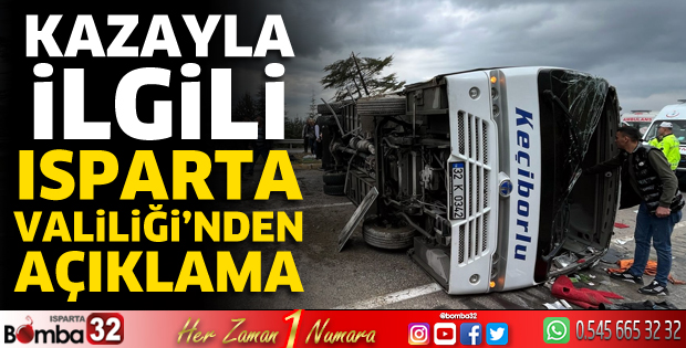 Kazayla ilgili Isparta Valiliğinden açıklama