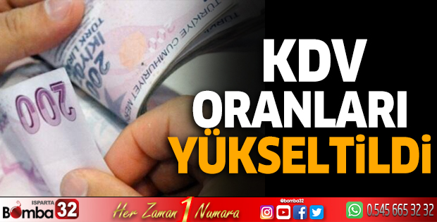 KDV oranları yükseltildi