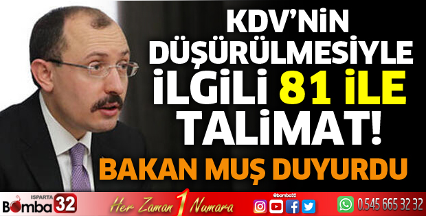 KDV’nin düşürülmesiyle ilgili 81 ile talimat!