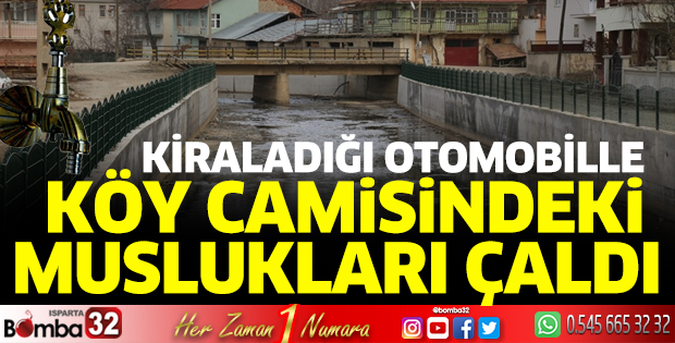 Kiraladığı otomobille muslukları çaldı