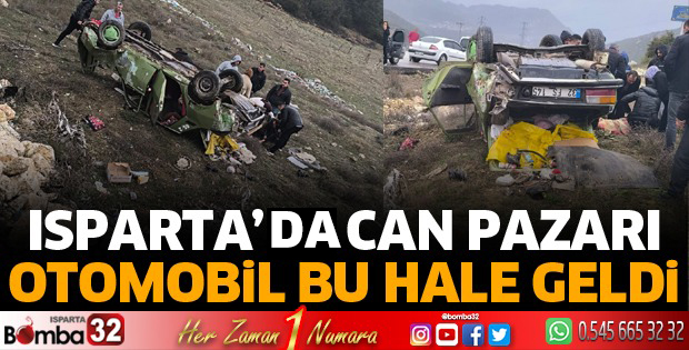 Kontrolden çıkan araç ters döndü 