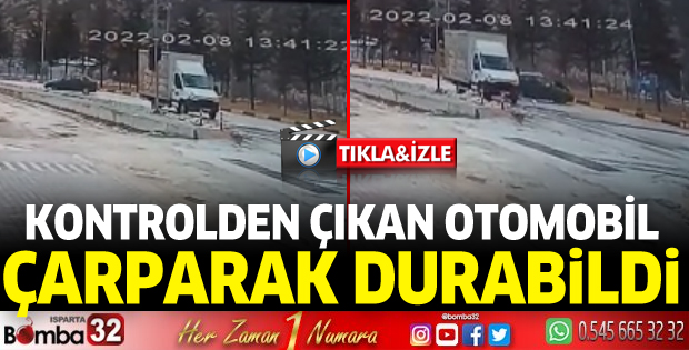 Kontrolden çıkan otomobil çarparak durabildi