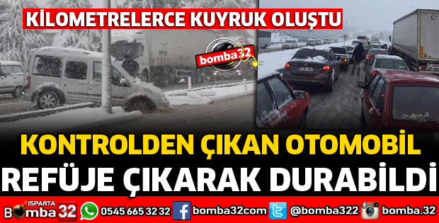 KONTROLDEN ÇIKAN OTOMOBİL REFÜJE ÇIKARAK DURABİLDİ
